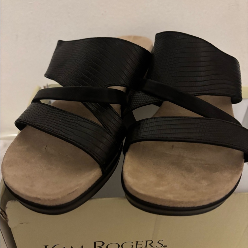 Kim Rogers Black Multi-Strap Slide Sandals